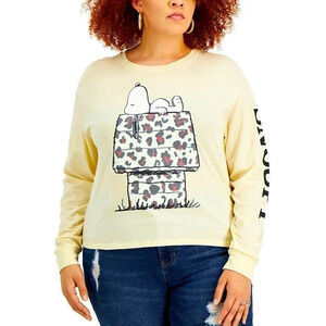 Snoopy Love Tribe Trendy Plus Size Leopard-House Snoopy-Graphic T-Shirt, NWT